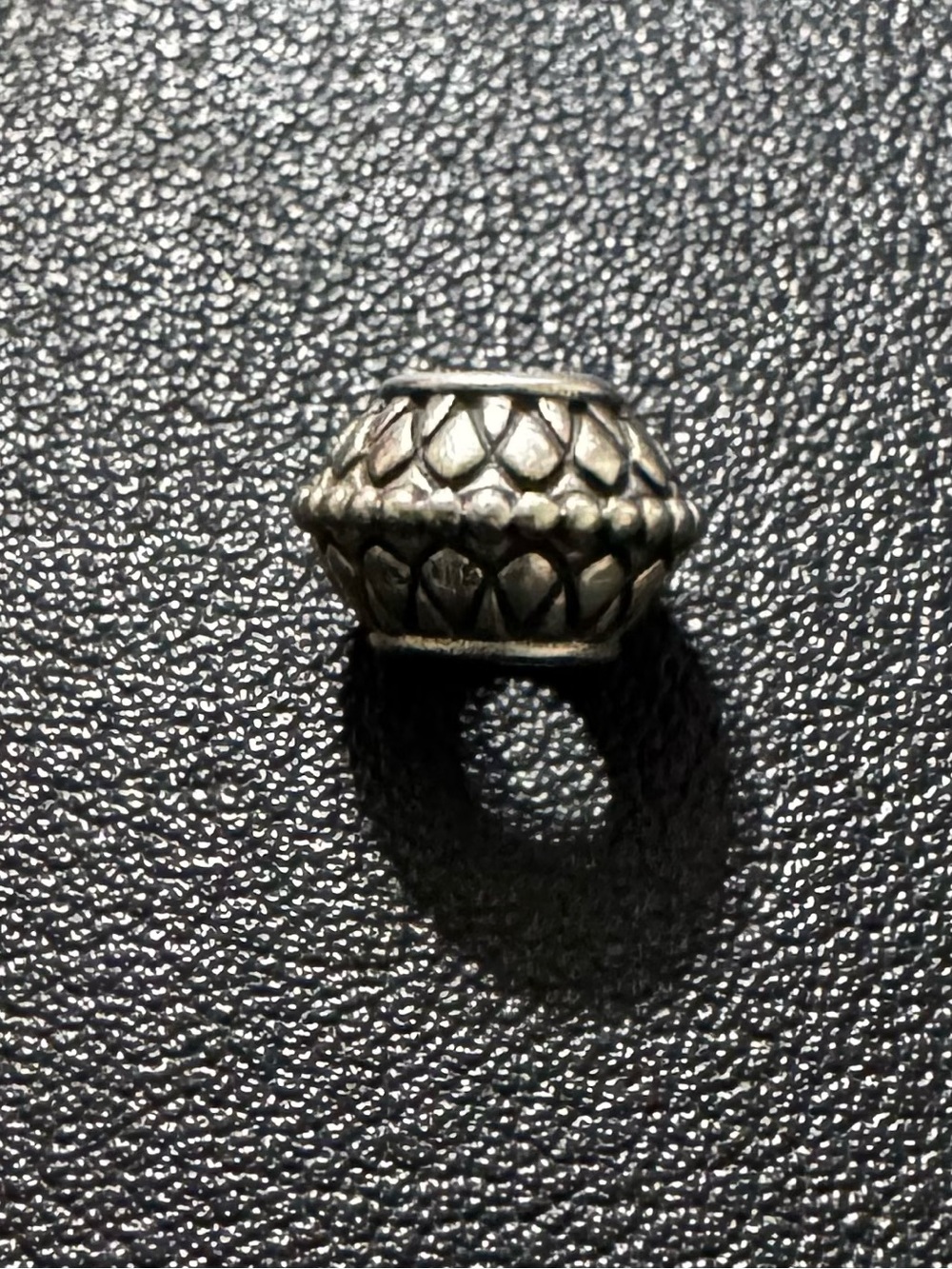 Pandora Silver Textured Floral-Scale Charm - Silver